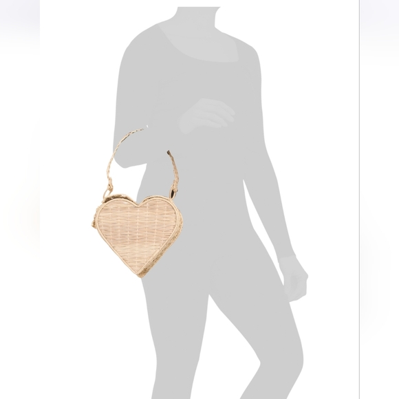 Kaanas One Of A Kind Soledad Heart-Shaped Woven Clutch, Irica Palm, Artisan, NWT - Picture 3 of 12